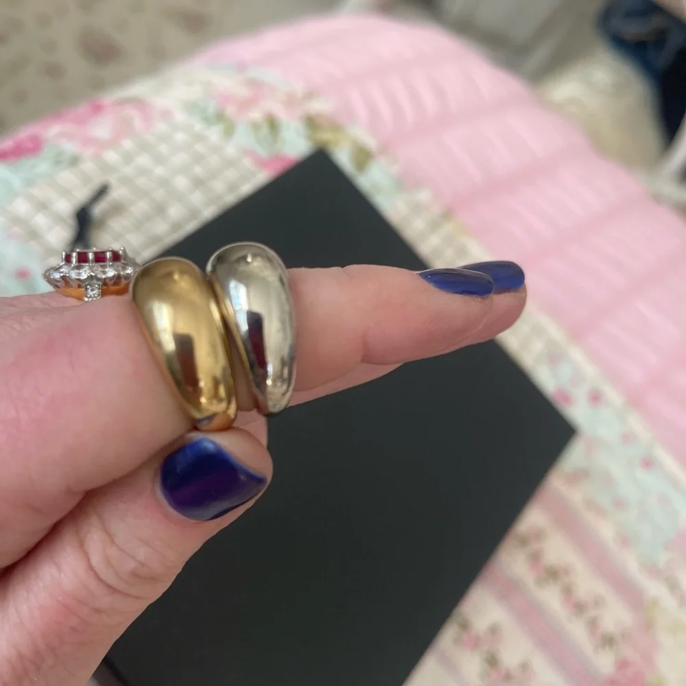 Gold and Silver Dome Rings - Picture 3 of 4